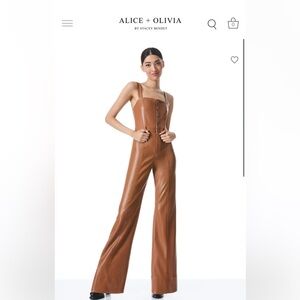 Alice + Olivia LINETTE VEGAN LEATHER SLEEVELESS JUMPSUIT 🌸